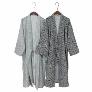 pijama Robes Men's Style Pajamas Japanese Bathrobe Print Traditial Gown Clothing Robe Classic Nightwear Sleepwear D7zz#