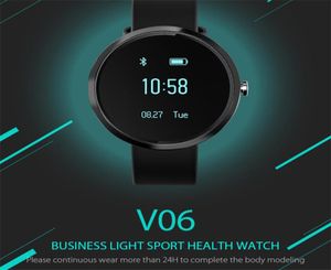 V06S Smart Watch Pressão arterial Freqüência cardíaca Monitor do monitor Fitness Tracker de pulseira Smart Wrist Relógio Lembre -se do AndR5318943