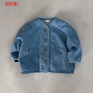 Jacken Koreanische Mode Baby Junge Mädchen Baumwolle Denim Jacke Säugling Kleinkind Kind Jean Mantel Kind Outwear Casual Frühling Herbst Kinder Kleidung 2-7Y