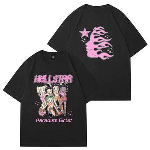 Designer Fashion Classic Hellstar Shirt Summer Mens and Women Rapper Wash Gray Heavy Craft Hell Star High Street Retro Short Sleeve Top Sweatshirts RP84