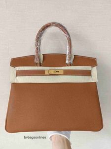 Original birkkns Bag Full hand sewn wax thread bag togo leather litchi pattern calfskin handbag women 25 30 35 A6JF