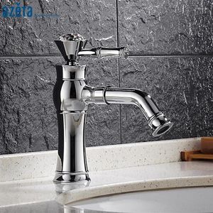 Bathroom Sink Faucets Deck Mounted Single Handle Basin Tap Brass Chrome Plated Washbasin Faucet AT8806