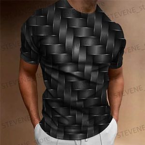 Herr t-shirts herrar t shirt geometriska grafiska toppar besättning hals kläder 3d tryck utomhus daglig kort slve mode vintage stor storlek mens t t240325