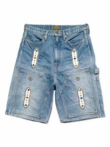 Kapital N Hirata Hohiro Cott Beading Denim Shorts Masculinos Soltos Relaxados Calças Curtas Mulheres Casual Jean p5fR #