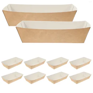 Disposable Dinnerware 100pcs Frying Snack Box Boat Shaped Paper Packing Boats French Fries Tray