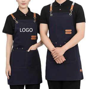 Professional Men Women Work Apron Waterproof Kitchen Cafes Nail Beauty Hair Cutting Salon Uniform Grill Garden Waiter Bib Custom 240315