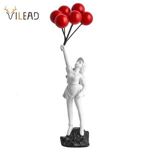 Banksy Girl Balloon Sculpture Figur Figurer för inre modern gatukonstmålning vardagsrumsbord Kontor Heminredning 240323