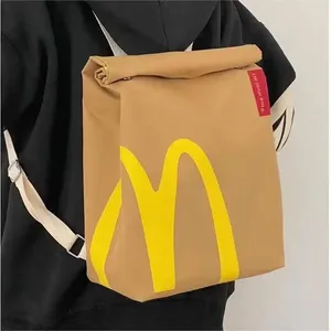 Sırt çantası sevimli çizgi film kadın moda büyük kapasite omuz okul çantası unisex dizüstü bilgisayar açık cep bayanlar tuval çanta