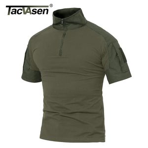 Tacvasen Short Sleeve Tactical Tshirts med blixtlåsfickor Mens Summer Solid T Shirts Safari Tee vandringsarbetskläder 240315
