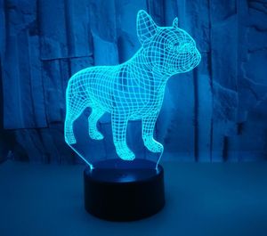 Lampada da visione con telecomando touch variabile Luci notturne 3D colorate Atmosfera Bulldog francese Lampada da tavolo 3D piccola Regalo di Natale4093858