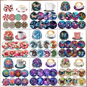 Stich gatyztory 8pcs/set diy diamond malt Tier Getränk Tasse Kissen Coaster Ornament Diamant Stickerei Art Kit Küche Dekor Geschenk