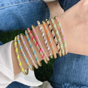 Fashion Neon Twisted Cable Cuff Bangle Colourful Enamel Painted Bracelet Femme Brass Bangles Bracelets 240311