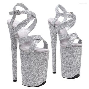 Sapatos de dança laijianjinxia glitter uppre cor sandálias de salto alto 23cm /9 polegada sexy modelo mostrar e pólo dança 013