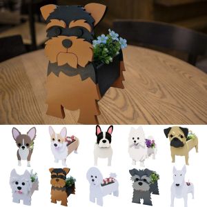 Planterare trädgård blomma pott hund planter schnauzer bulldog poodle corgi Yorkshire trädgård krukor diy pvc blomma planter trädgård hem dekor