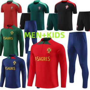 Novo 2023 2024 Portugal Futebol Sportswear Portugal Football Training Masculino e Infantil 23 24 Portugal Sportswear Jogging Shirt Set Survey Foot Covers