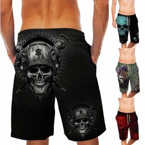 Shorts Homens 3D Crânio Impresso Ginásio Quick Dry Board Shorts Casual Running Basketball Cargo Curto Beachwear Swim Trunks Calças Esportivas L2oi #