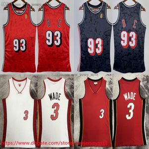 Printed Classic Retro 2005-06 Basketball 3 DwyaneWade Jersey Vintage Red White Jerseys Breathable Sports Shirts