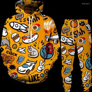 Men's Tracksuits Hip Hop Graffiti 3D Print Men Women Tracksuit Sets Casual Hoodie Pants 2pcs Spring Autumn Sweatsuit Oversized Clothing