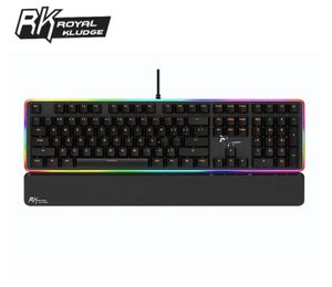 Royal Kludge RK919 108 teclas USB com fio teclado NKRO RGB lateral retroiluminado teclado mecânico para jogos com almofada de pulso interruptor marrom vermelho LJ9803021