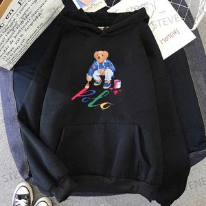 Felpe con cappuccio da uomo Felpe con cappuccio simpatico orso grafico Funko Pop Felpe da uomo / donna pullover oversize Abbigliamento invernale Strtwear Felpa con cappuccio Flce Sudaderas T240326