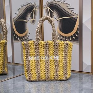 Дизайнерские роскошные сумки RIVE GAUCHE, мягкая сумка для вязания крючком с травой, новая полая сумка с плетением травы, женская сумка, открытая вязаная сумка для влюбленных, подарочные соломенные сумки 408002, уличная сумка