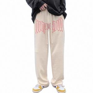 Y2K Men Pants Joggers spodnie dresowe w stylu Korea High Street Casual szeroka noga prosta worka litera nadruku nadmierne spodnie dresowe 8xl u4ma#