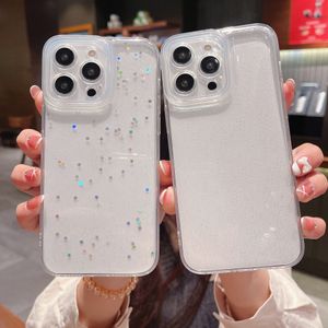 TPU Transparent telefonfodral Glitter Soft Shell Phone Cover Bling Star Ptotective Phone Case för iPhone 15 14 13 12 11 Pro Max LYP057