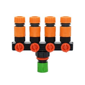 Anschlüsse Bewässerung 1/2 Schlauch 4-Wege-Wasserhahn Gartenhahn Schnellverbinder Innengewinde 3/4 1 Zoll 4-Wege-Splitter-Adapter 1Set