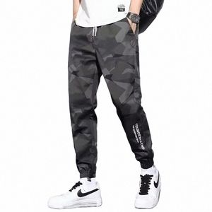 2023 New Spring and Autumn Ice Silk Versatile Style Casual High Quality Solid Color Micro Elastic Youth Trend Camo Leggings P0ZH#