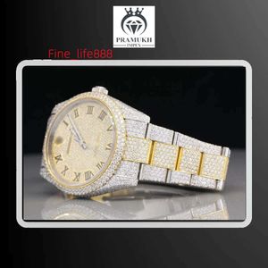 Custom Design and Luxurious Studded Analog Stainless Steel IcedOut VVS Clarity Full Moissanite Diamond Hip Hop Wrist Watch