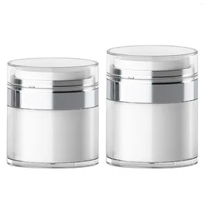 Lagringsflaskor Airless Pump Refillable Acrylic Makeup Cosmetic Jar Portable för Cream Face Body Hand