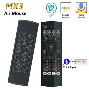 TASSEGLIE MX3 MX3L 7 Air Mouse retroilluminato T3 Smart Voice Control Tastiera wireless per X96 Mini KM9 A95X H96 MAX Android TV Box
