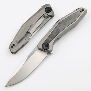 CK 0470 High End Flipper Folding Knife CPM-20CV Satin Blade CNC TC4 Titanium Alloy with Carbon Fiber Handle Ball Bearing EDC Pocket Knives with Retail Box