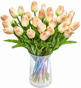 20 pz Tulipani Artificiali Fiori Real Touch Champagne Tulipano Falso Holland PU Tulipano per la Festa di Nozze Ufficio Casa Decorazione del Giardino 240322