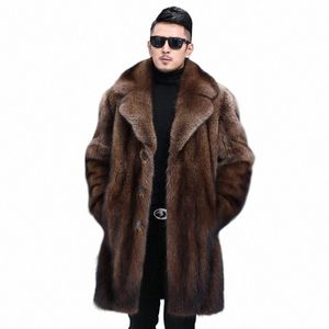 men's lg fur coat winter m mink coat fat jacket loose casual windbreaker B9KB#