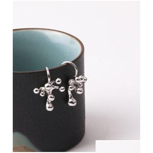 Original 925 Sterling Sier Flower Kolczyki żeńska prosta abstrakcyjna design ręcznie robiony trend moda moda biżuteria z upuszczeniem biżuterii