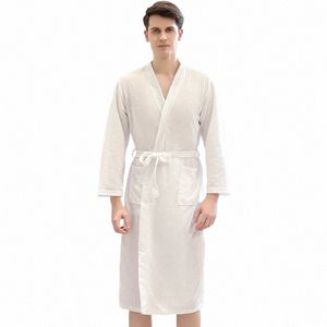 bathrobe Man Sleepwear Cott Stitch Pocket Lg Sleeve Belt Thin Pure Color Sexy Robe 2020 Fi Pjs I0Af#