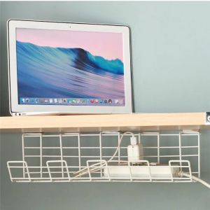 Racks 1PCS Office Under Desk Hanging Wire Cord Power Strip Adapter Storage Rack Home Socket Cable Management Tray Organizer Basket