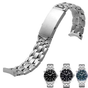 Pulseira de relógio de aço inoxidável sólido 20mm 22mm pulseira de relógio de prata para omega 300 007 pulseira de relógio masculino tools271m