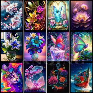 Ścieg Diamond Painting Kit Cross Stitch 5D DIY Full Drill Mosaic Flower Rose Butterfly Nowy diamentowy haft 2023