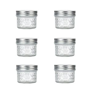 Burkar 6pc glas murare burkar (3 ~ 22) oz, konservering av burkar gelé burkar med matkvalitet säkra metalllock, honung, bröllop gynnar dusch, diy kryddburkar