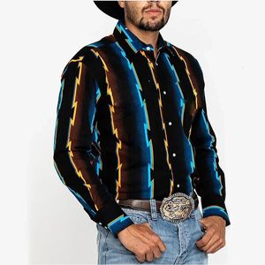 Tribal Fashion Vintage Sport Abito da uomo Party Camicia grafica trasparente Bavero abbottonato Casual Viola Blu Top 240321