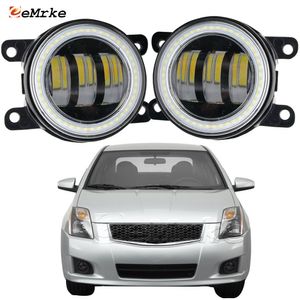 EEMRKE Conjunto de faróis de neblina LED 30W / 40W para Nissan Sentra SE-R ou SE-R Spec V 2007-2012 SR, SR FE + 2009-2012 com lente transparente Angel Eyes DRL luz diurna para carro 12V lâmpada de neblina