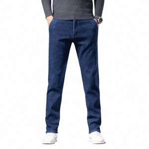 2024 Fleece Jeans Men Winter Straight Tube Loose Elastic Autumn and Winter Thick Warm New Pants Men Casual Everything men pants t4V4#