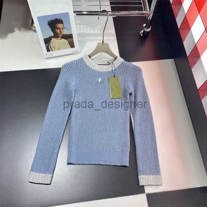 Tasarımcı Kadın Sweaters 24ss Erken Bahar Yeni Kontrast Nakış İnce Fit Yaş Altını Azaltmak İçin Çok Yönlü Uzun Kollu Örme Gömlek