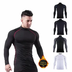 Fitn Clothing Men's High Elastic Collar Pro Tight Clothes Sweat snabbtorkande t-shirt som kör sportkläder x0e1#