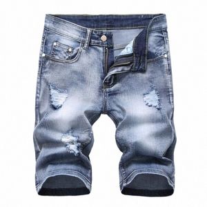 Summer Denim Shorts Men Fahsi Hole Jean Shorts Bermuda Skate Board Harem Mens Jogger Kostka Red Fave Długość kolanowa Plus Rozmiar 98HY#