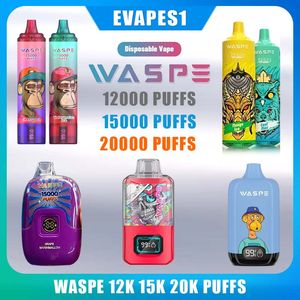 オリジナルのWaspeデジタルボックスパフ12000 15000 20K使い捨て蒸気吸引ポッドデバイスベーパーパフ