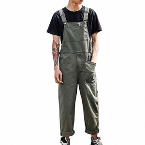 män last overaller solid färg casual jumpsuits streetwear multi fickor fi trend harajuku arbete byxor streetwear romper z2xu#