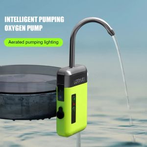 Pumpen 3 in 1 tragbare intelligente Angeln Sauerstoff Wasserpumpe wiederaufladbare Outdoor Camping Indoor Induktion LED-Beleuchtung Sauerstoffanreicherung Luftpumpe